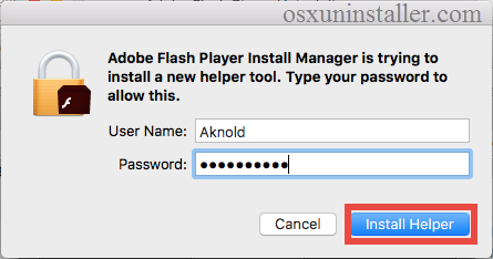 username and password for updating adobe on mac